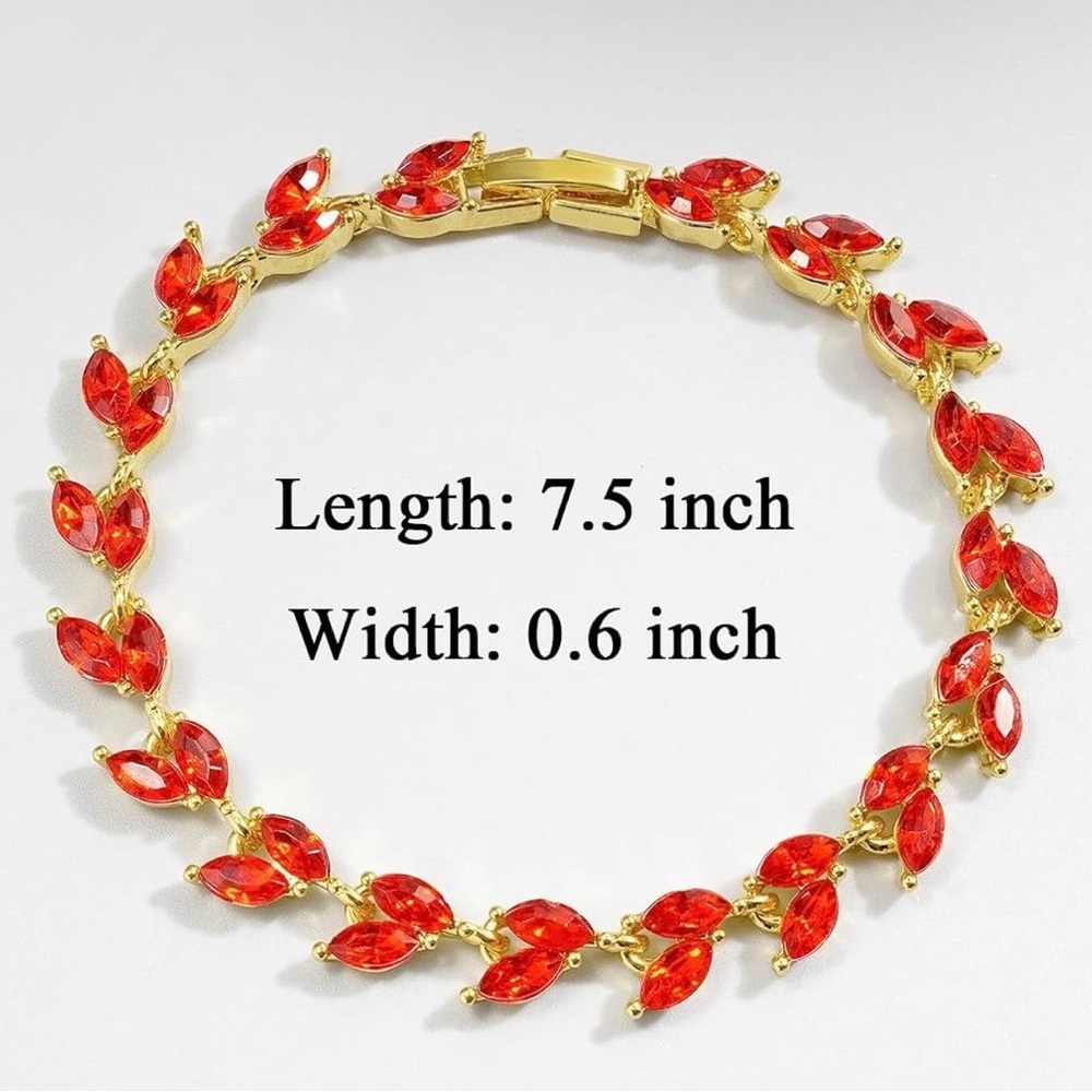 Red Crystal Bracelets for Women, Boho, Ruby, Vintage - Picture 2 of 4